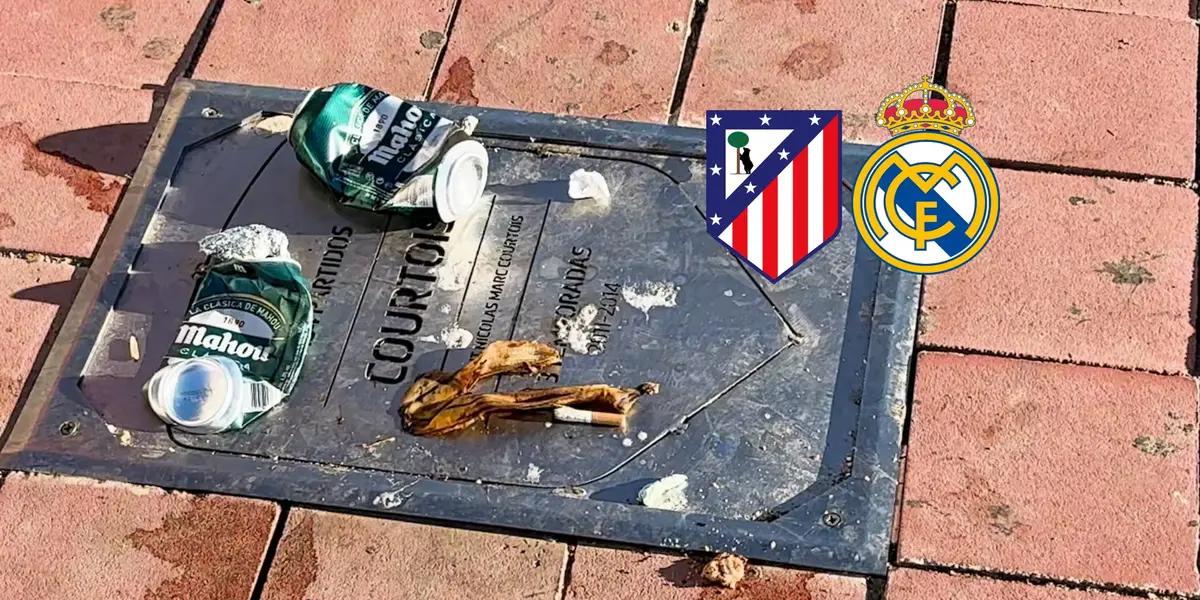 La placa del portero belga acabó llena de cerveza y suciedad