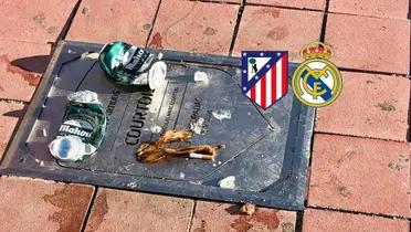 La placa del portero belga acabó llena de cerveza y suciedad