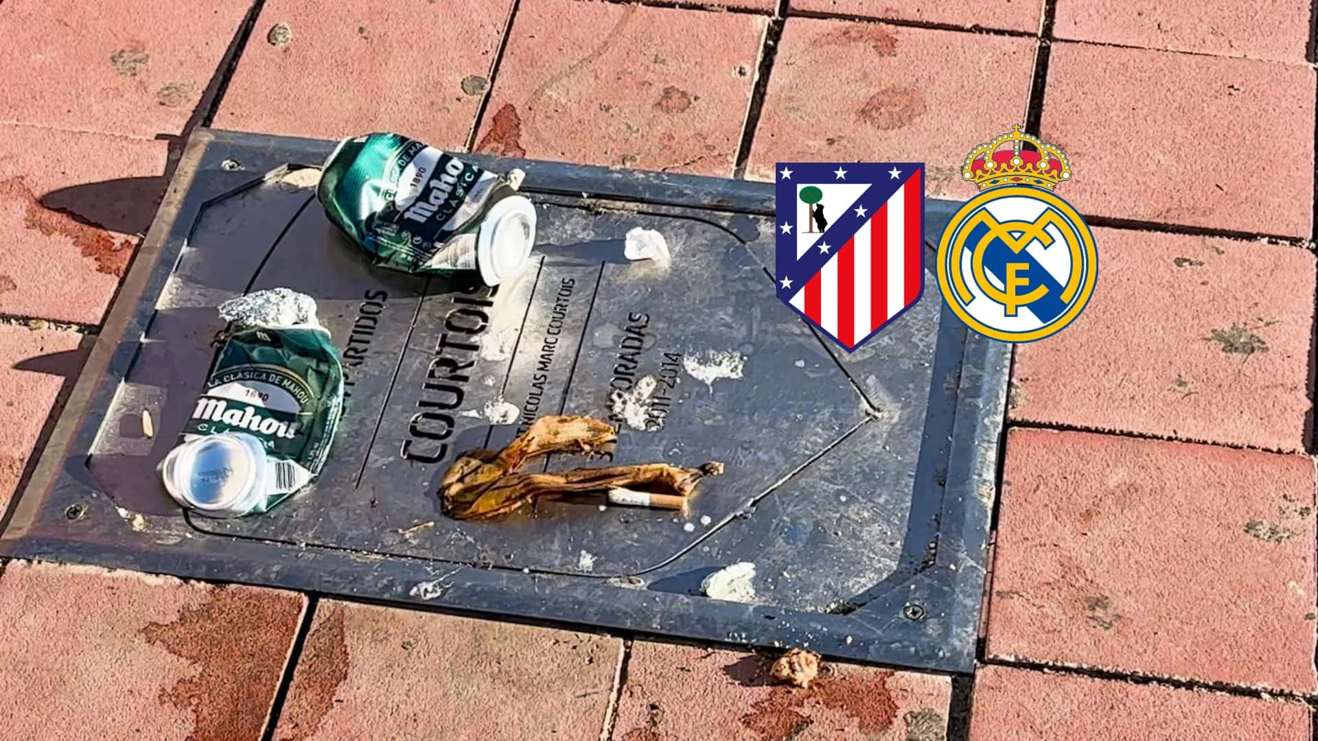 La placa del portero belga acabó llena de cerveza y suciedad