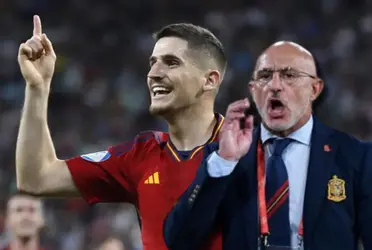 La reacción de De la Fuente al gol de Sancet, que selló la victoria de España