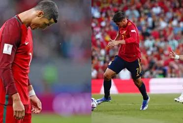 La Selección se adelantó en el marcador tras una falla del lateral del Manchester City, Morata no perdonó