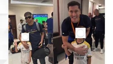 Lamine y Lewandowski se hicieron fotos con un hincha del Madrid al finalizar la Supercopa y estos tuvieron un gesto con él