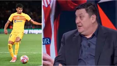 Lamine Yamal con el FC Barcelona y Mono Burgos como comentarista deportivo