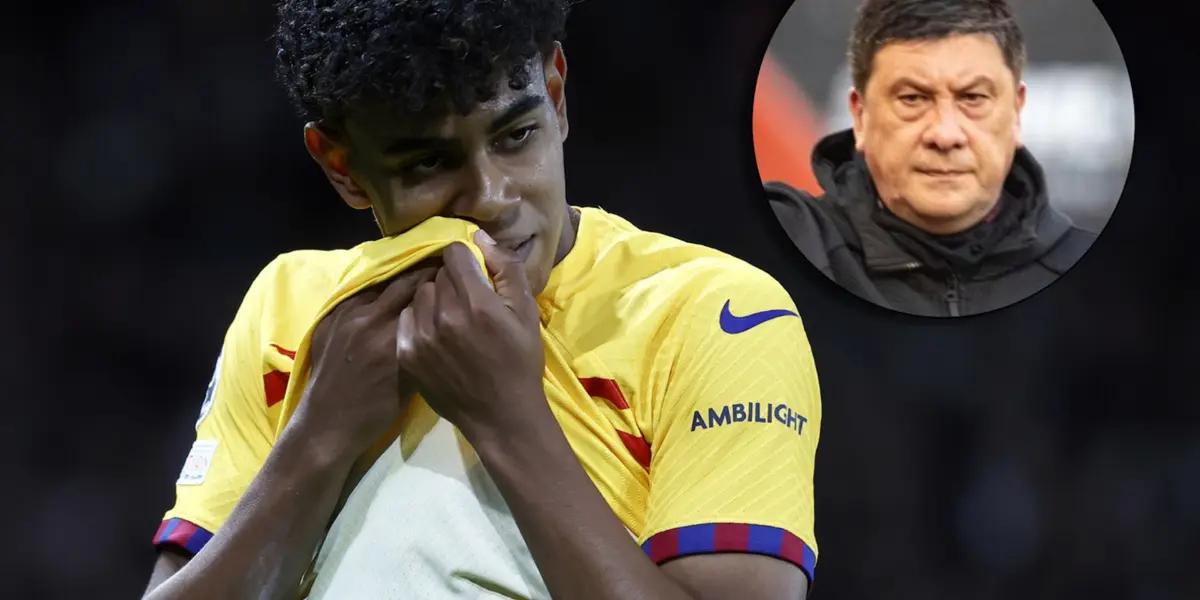 Lamine Yamal, jugador del FC Barcelona, y Mono Burgos