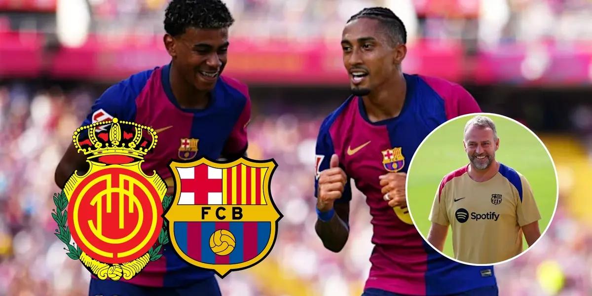 Lamine Yamal - Raphinha - Hansi Flick (Foto: FC Barcelona)