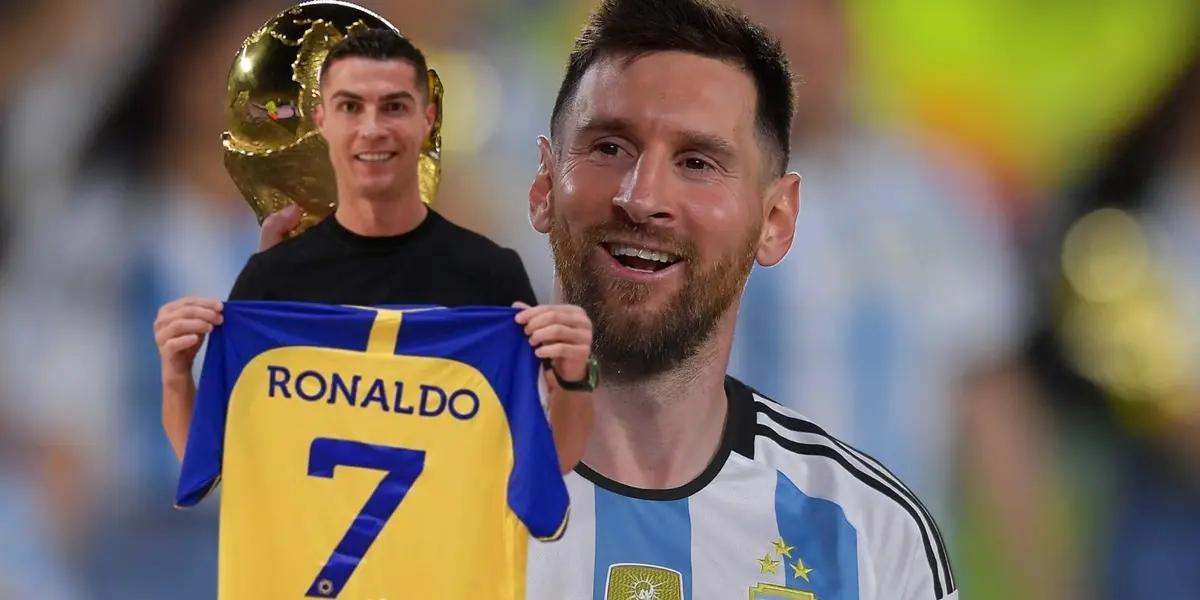 Lionel Messi está en Florida de vacaciones y un hincha de Cristiano Ronaldo aprovechó para mostrarle la camiseta del Al-Nassr