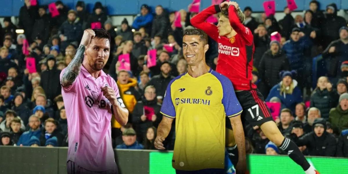Lionel Messi reaccionó luego que Alejandro Garnacho haya celebrado como Cristiano Ronaldo y sea su fan cantado