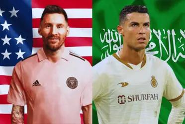 Lionel Messi responde a Cristiano Ronaldo con el balón en sus pies.