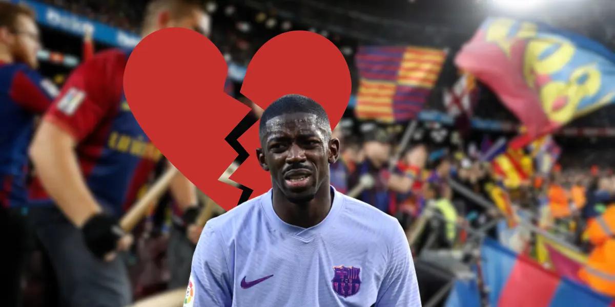 Llegando a Montjuïc, los hinchas recibieron al bus donde estaban todos los jugadores culés