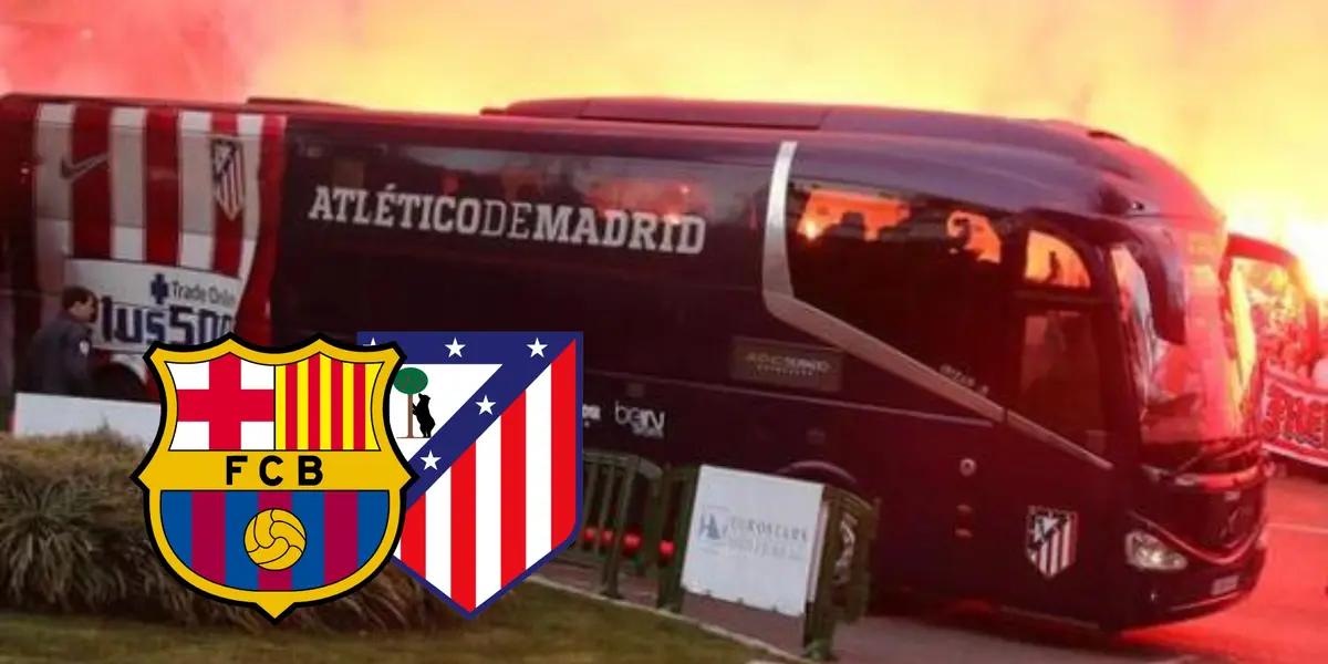Los aficionados culés lanzaron objetos al autobús donde iban los jugadores del Atlético de Madrid
