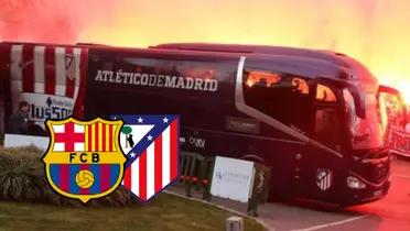 Los aficionados culés lanzaron objetos al autobús donde iban los jugadores del Atlético de Madrid