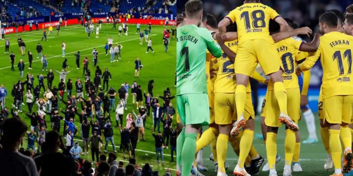 Los fanáticos del conjunto catalán no dejaron que el Blaugrana festeje.