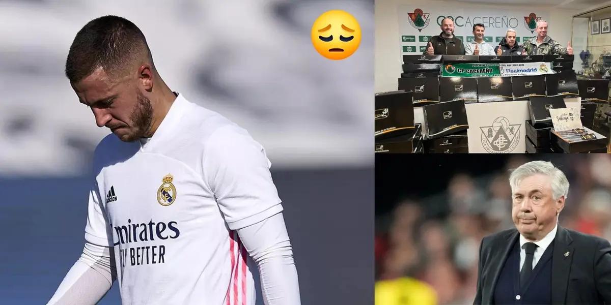 Los hinchas del cacereño se le fueron con toda al delantero merengue.