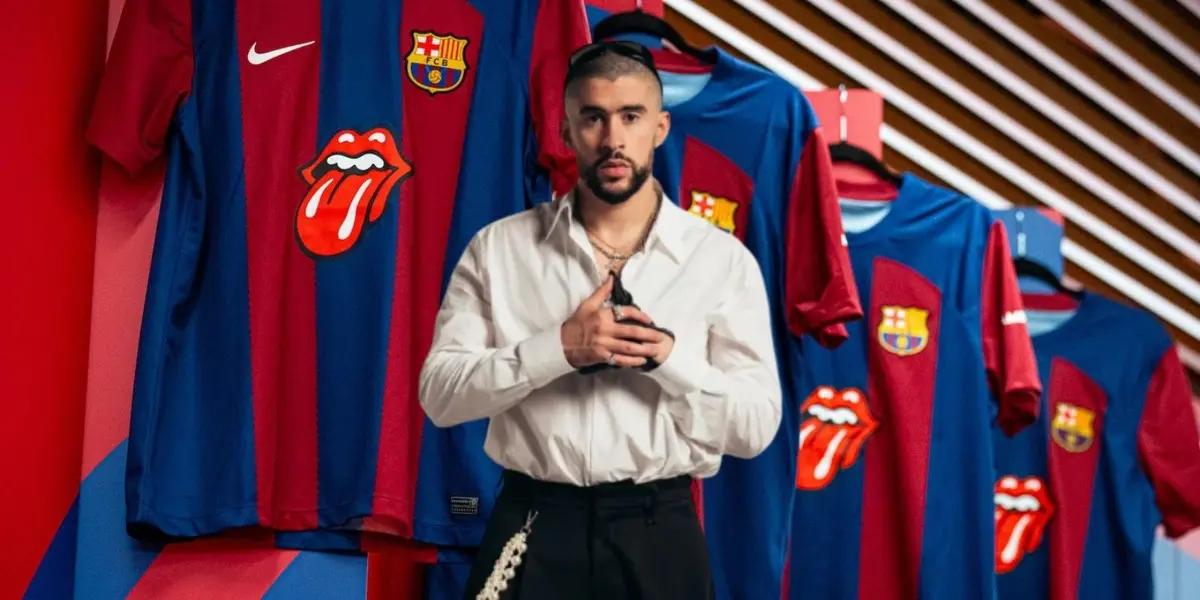 Los hinchas del FC Barcelona piden que el siguiente logo que tenga la camiseta del equipo sea de Bad Bunny, mira cómo se vería