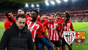 Los jugadores del Athletic celebrando la victoria vs Barça