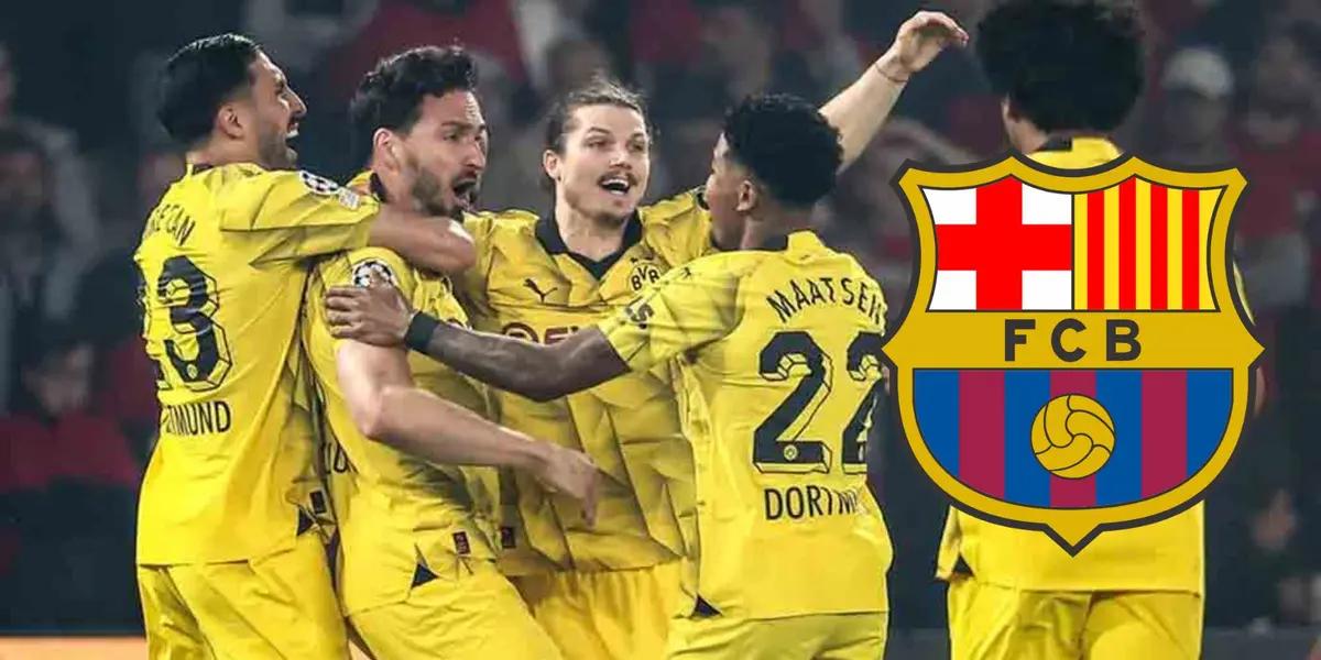 Los jugadores del Dortmund festejan su victoria.