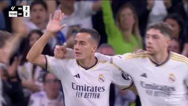 Lucas Vásquez, jugador del Real Madrid, celebrando su gol ante FC Barcelona