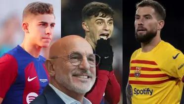 Luis De La Fuente, entrenador de España, y jugadores del FC Barcelona