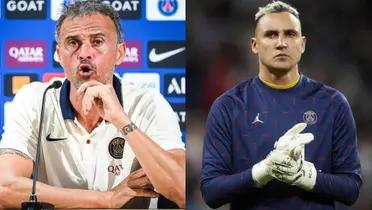 Luis Enrique en rueda de prensa y Keylor Navas entrando en calor con el PSG antes del partido.