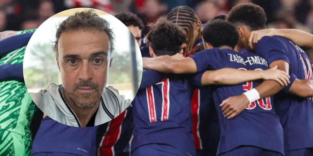 Luis Enrique y jugadores del PSG. Foto: redes de Luis Enrique y del PSG.