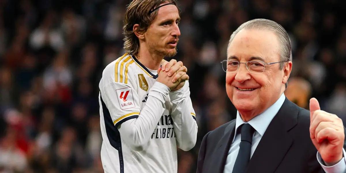 Luka Modric y Florentino Pérez, del Real Madrid