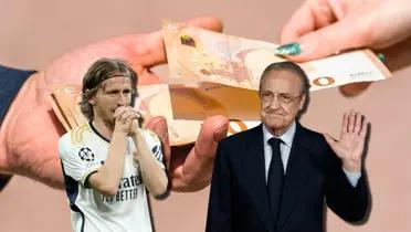 Luka Modric y Florentino Pérez, del Real Madrid