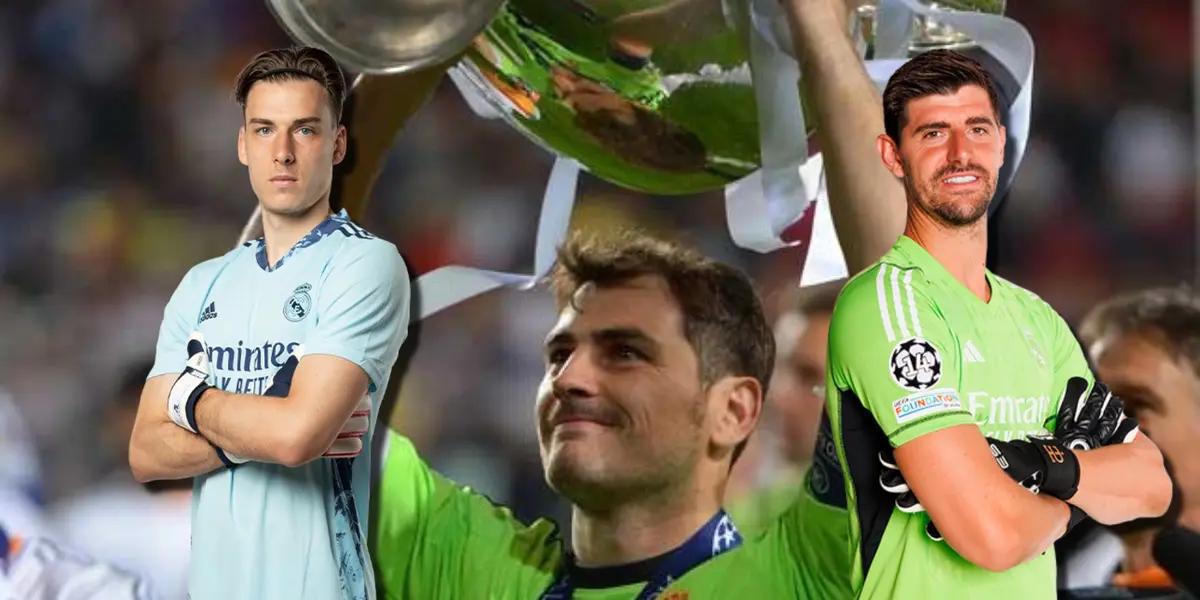 Lunin y Corutois, porteros del Real Madrid, e Iker Casillas