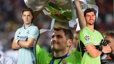 Lunin y Corutois, porteros del Real Madrid, e Iker Casillas
