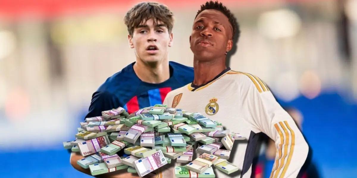Marc Guiu tiene un sueldo muy bajo, que no llega ni a la cuarta parte de lo que percibe Vinicius en el Real Madrid