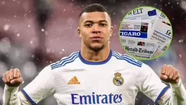 Mbappé con la camiseta del Real Madrid.