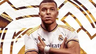 Mbappé con la camiseta del Real Madrid.