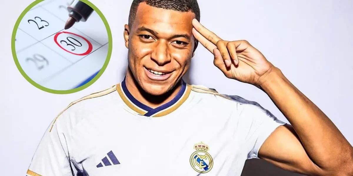 Mbappé con la camiseta del Real Madrid.