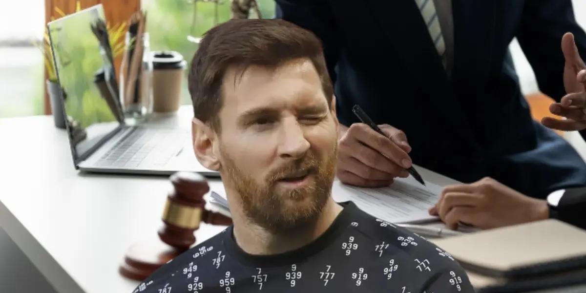 Messi guiñando ojo, estudio abogado