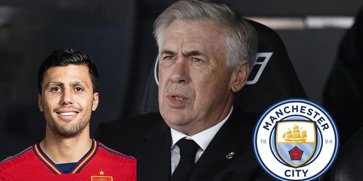 Mientras Rodri hizo doblete, la pésima noticia para Ancelotti antes de City
