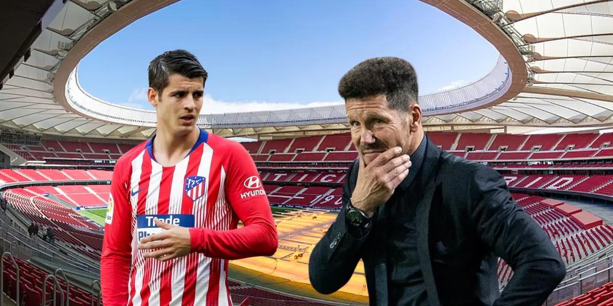 Morata mira a Simeone, de fondo Wanda Metropolitano