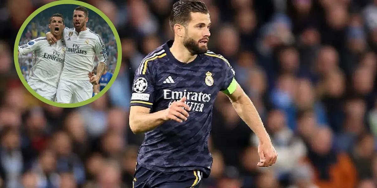 Nacho en acción con la camiseta del Madrid, CR7 y Sergio Ramos festejan un gol