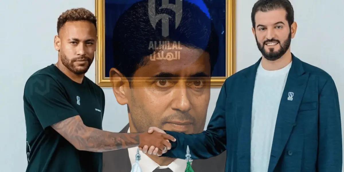 Nasser Al-Khelaïfi le envió unas palabras a Neymar mientras era presentado en Al Hilal FC
