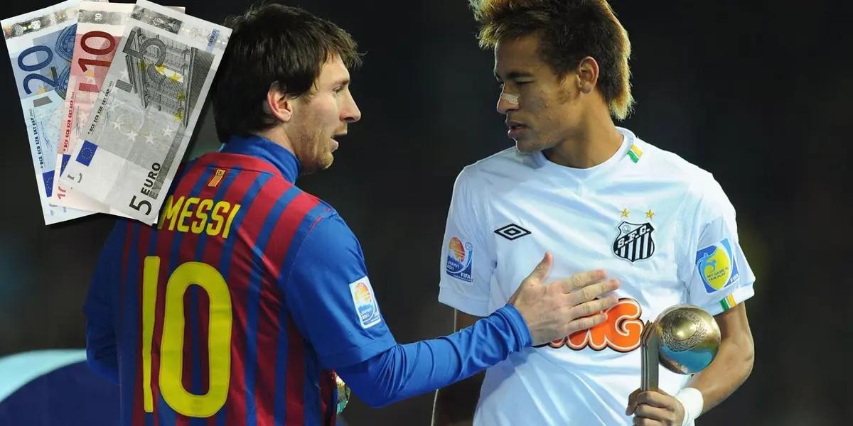 Neymar ganó mucho más dinero en su primer salario, más de lo que le dieron a Lionel Messi en el FC Barcelona