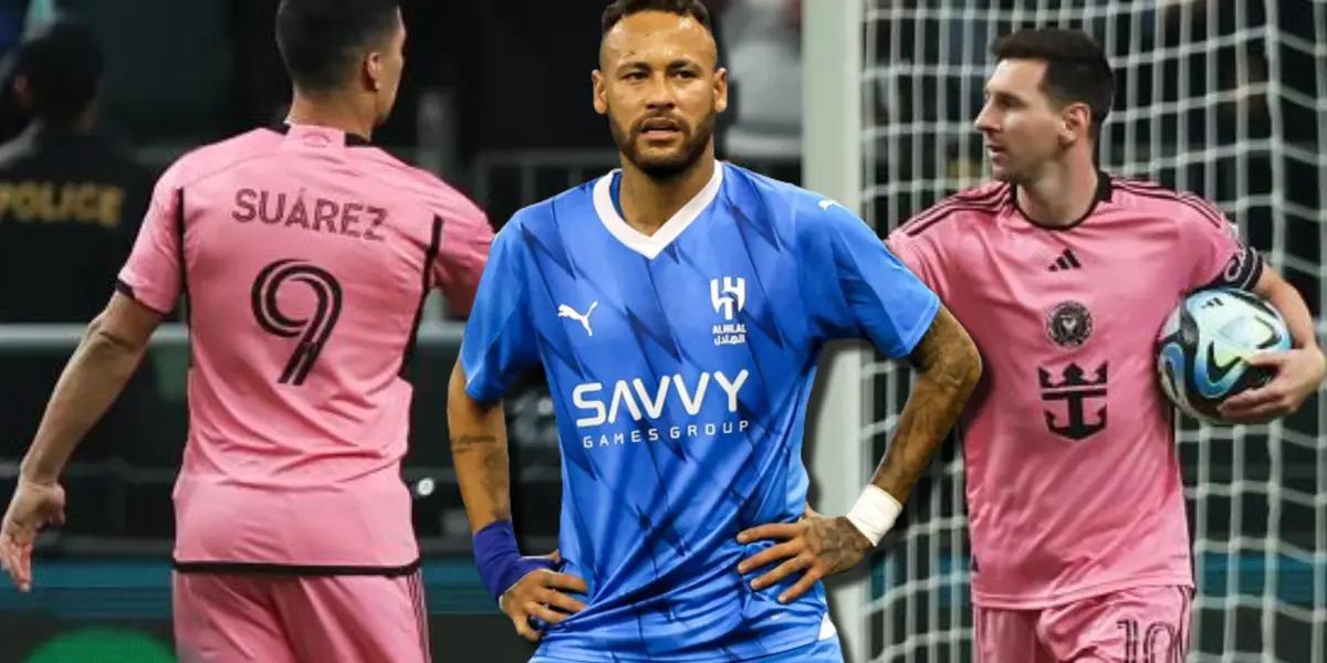 Neymar parece que ni se enteró que Al-Hilal jugó ante Inter Miami de Messi y Suárez