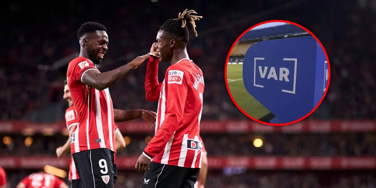 Nico Williams estampó el balón contra la red, pero el VAR le negó la igualdad a los de Bilbao.