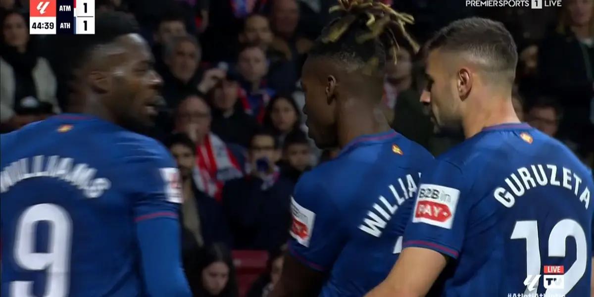 Nico Williams, jugador de Athletic, celebrando gol al Atleti