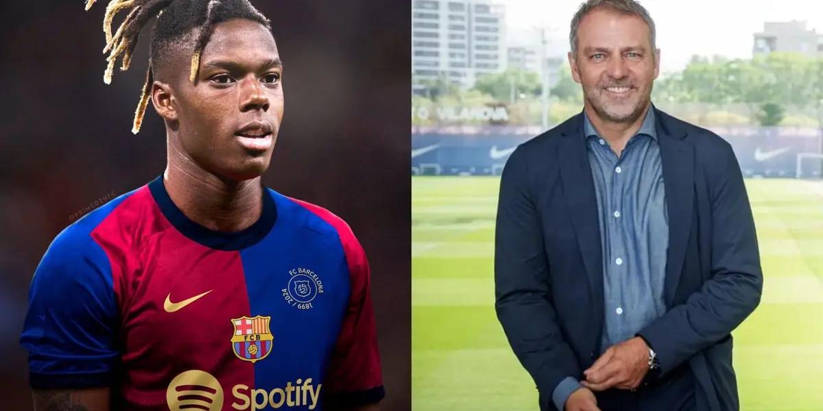 Nico Williams y Hansi Flick. (Foto: collage)