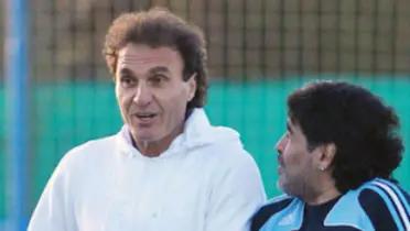 Oscar Ruggeri y Diego Maradona en Argentina