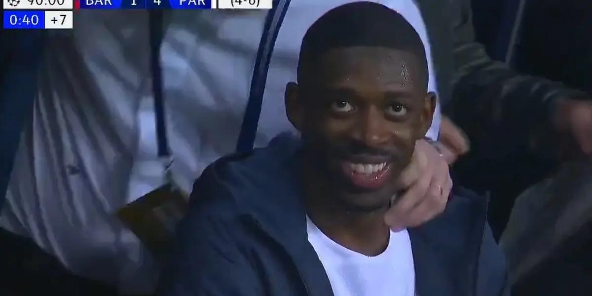 Ousmane Dembelé riendo luego de la victoria del PSG sobre el FC Barcelona en Champions League