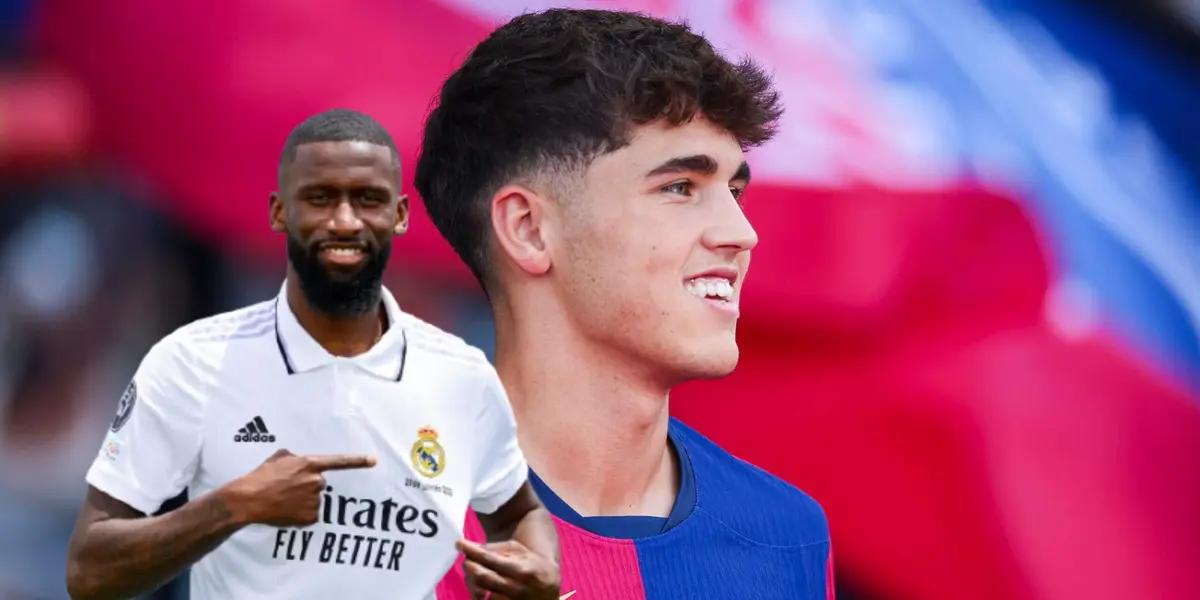 Pau Cubarsí - Antonio Rüdiger (Foto: X)