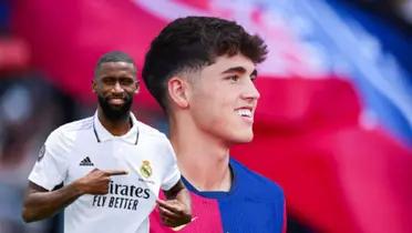 Pau Cubarsí - Antonio Rüdiger (Foto: X)