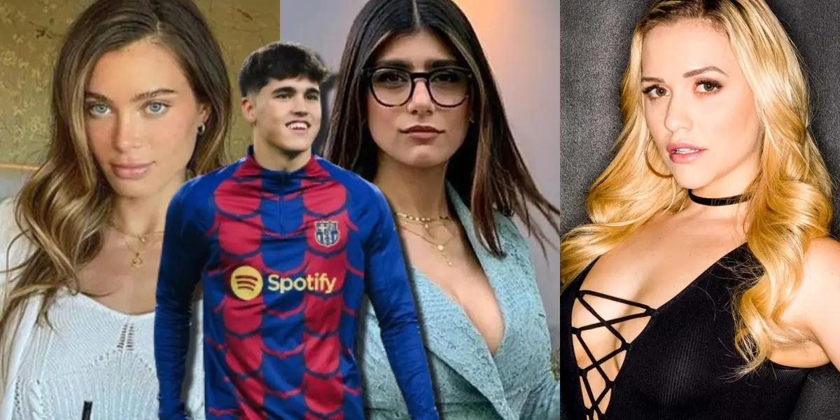 Pau Cubarsí, jugador del FC Barcelona, con actrices de cine para adultos