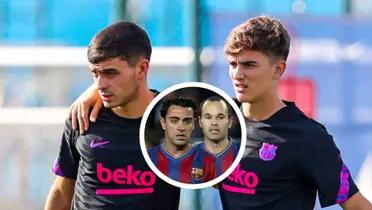 Pedri - Gavi - Xavi Hernández - Andrés Iniesta (Foto: X)