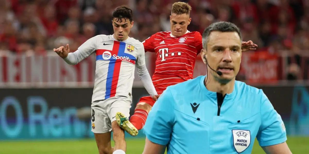 Pedri - Joshua Kimmich - Slavko Vincic (Foto: UEFA Champions League)