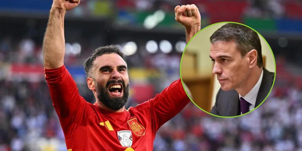 Pedro Sánchez, Carvajal festeja el título de España en la Eurocopa. (Foto: EFE)